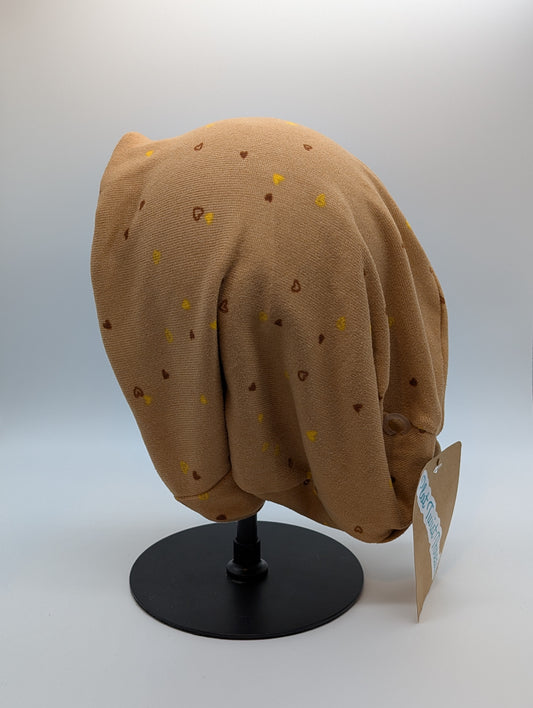 Beanie - Slouchy Beanie - Sweater Knit - Brown Hearts