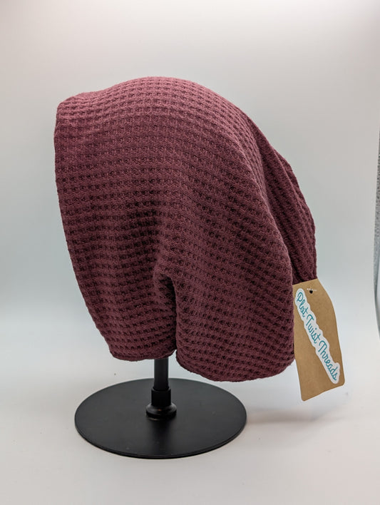 Beanie - Slouchy Beanie - Waffle Knit - Berry
