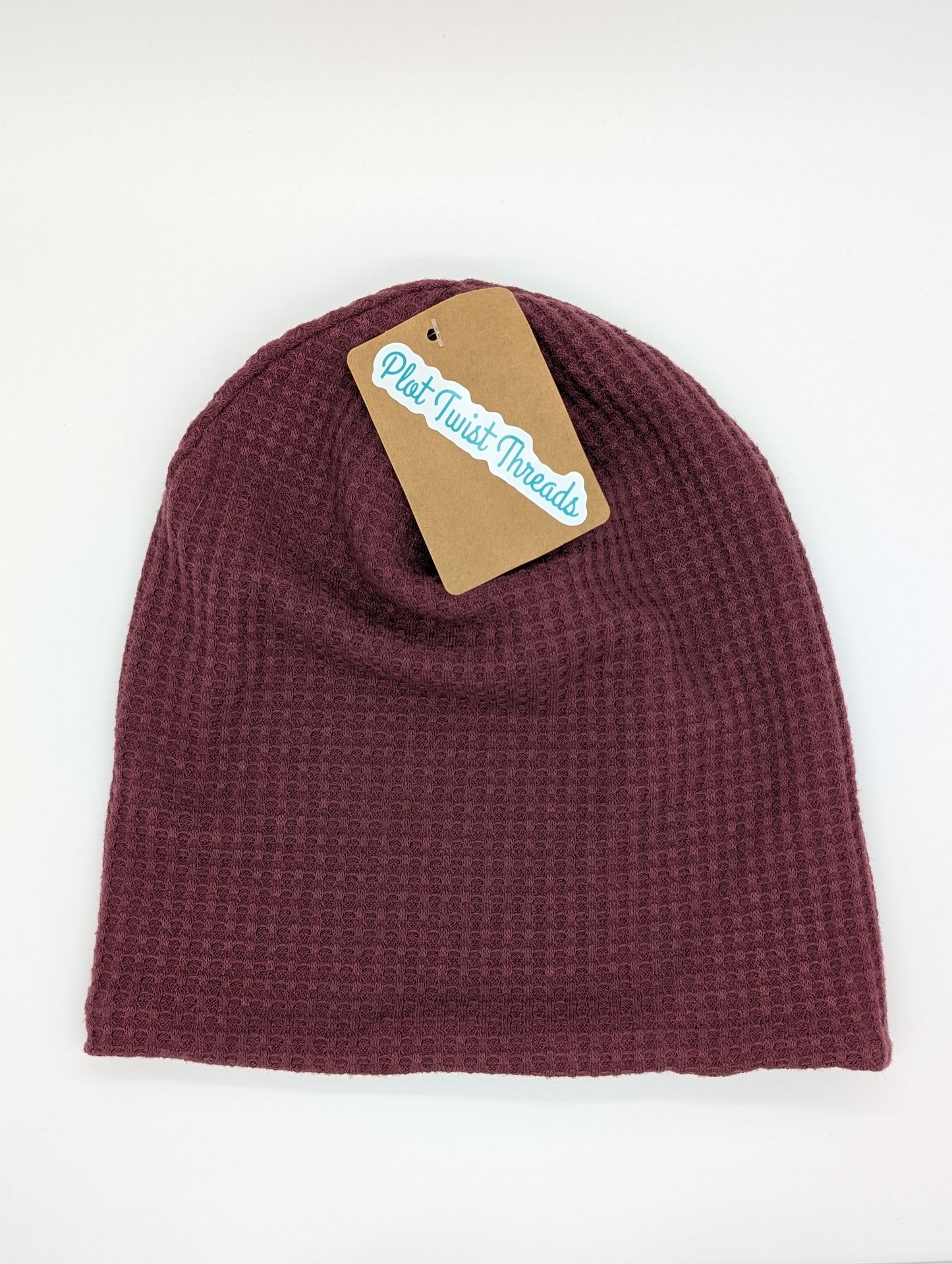 Beanie - Slouchy Beanie - Waffle Knit - Berry