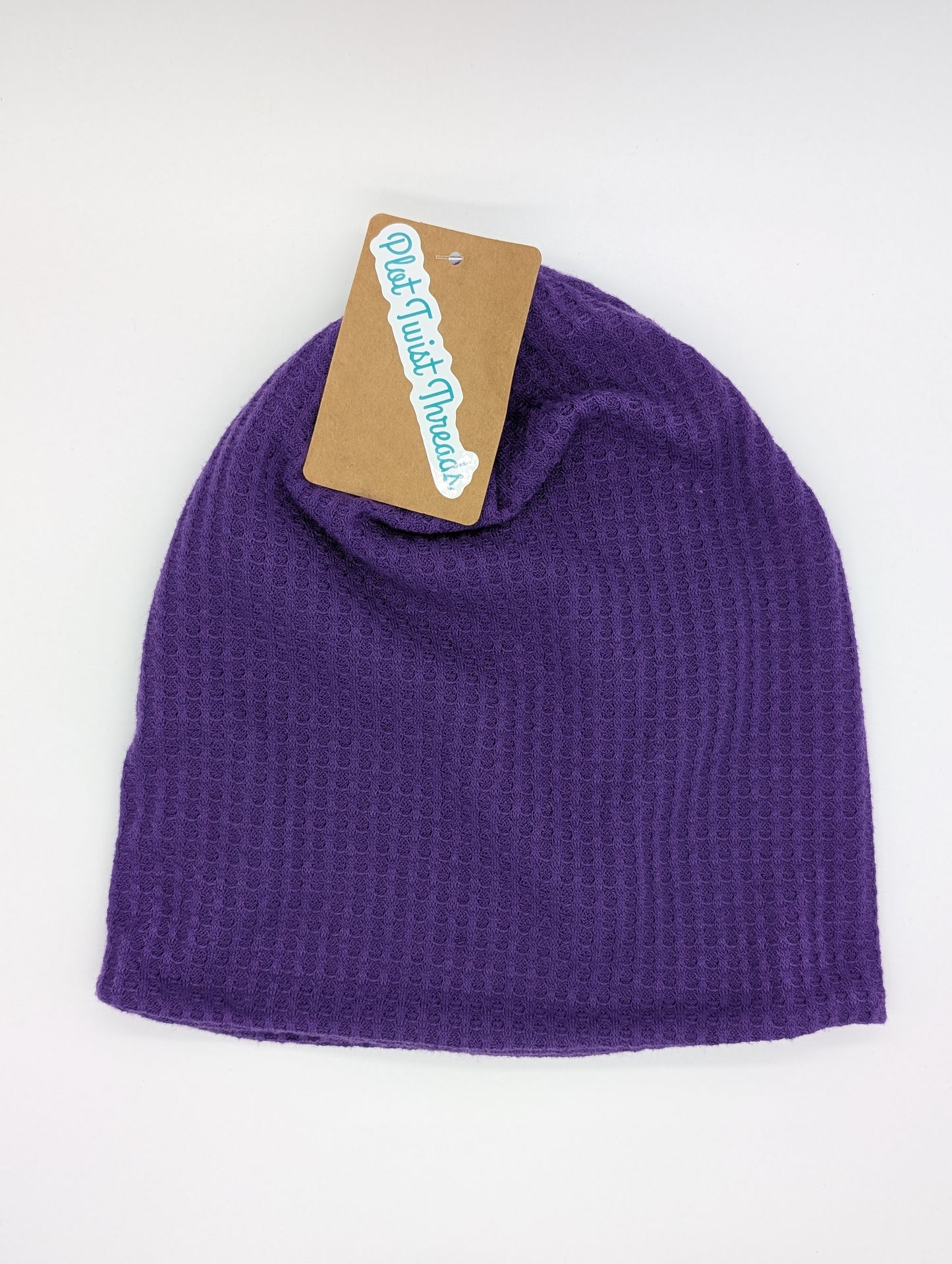 Beanie - Slouchy Beanie - Waffle Knit - Purple
