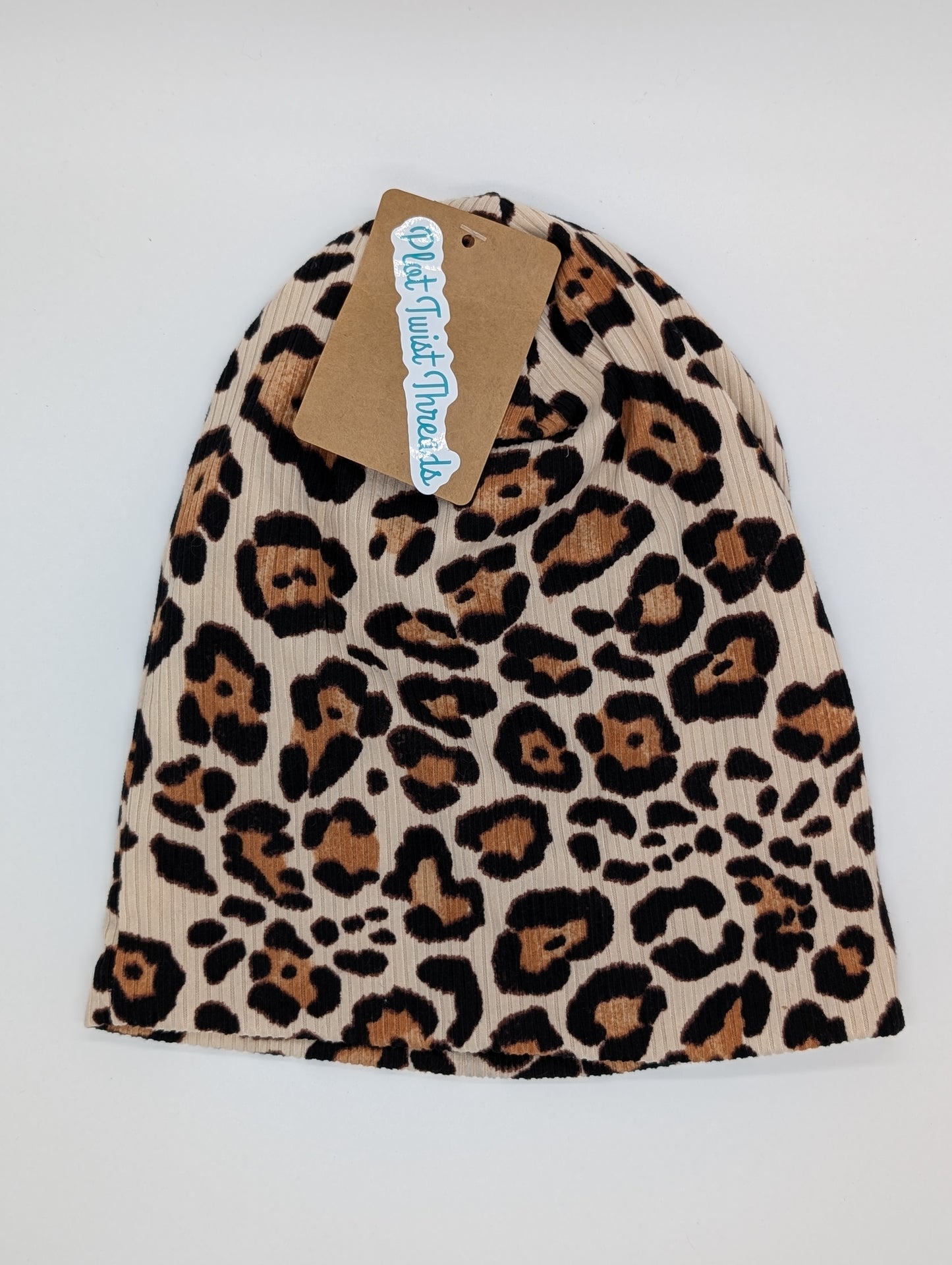 Beanie - Slouchy Beanie - Rib Knit - Leopard