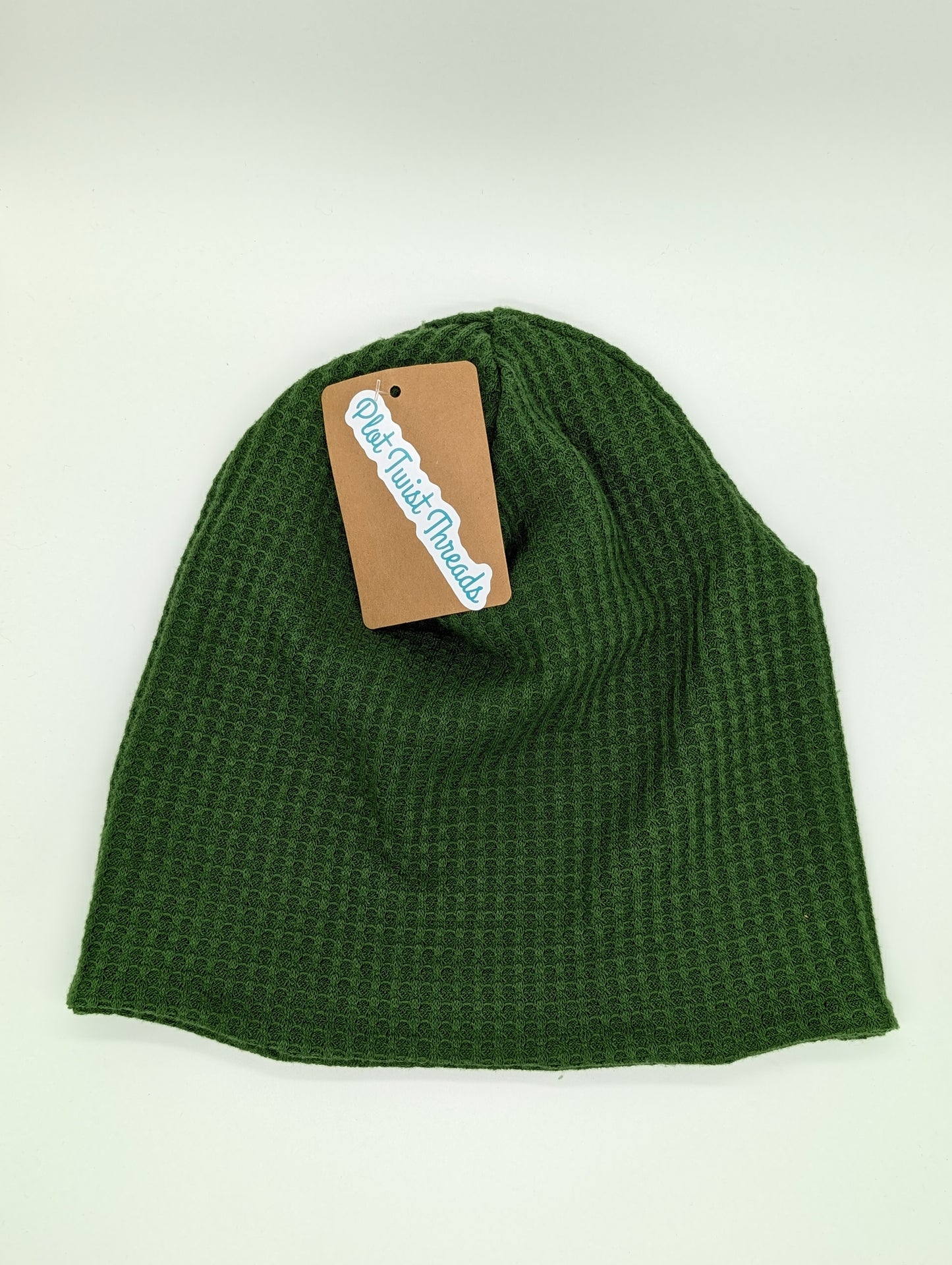 Beanie - Slouchy Beanie - Waffle Knit - Green