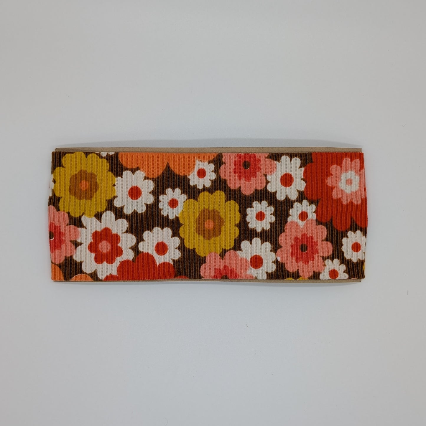 Adult Twist Headband - Rib Knit - Retro Floral Bright
