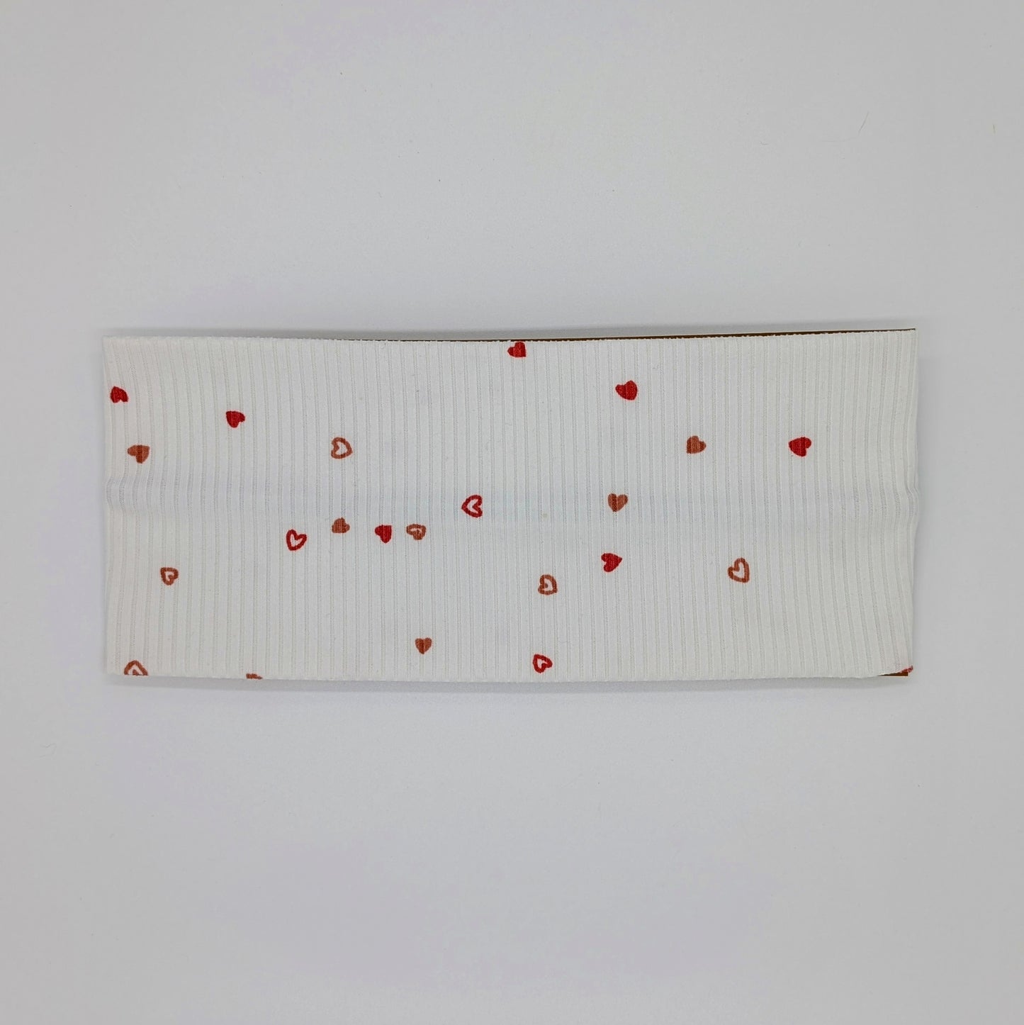 Adult Twist Headband - Rib Knit - White with Tiny Hearts