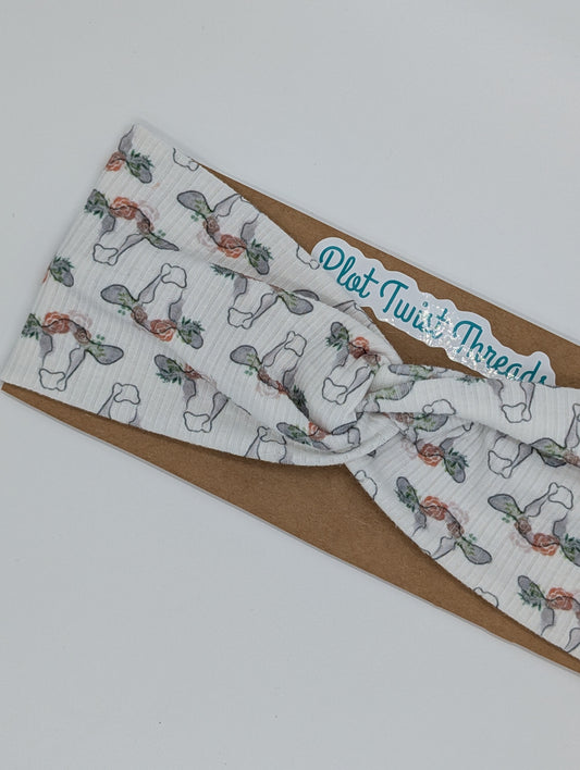 Adult Twist Headband - Rib Knit - Cows