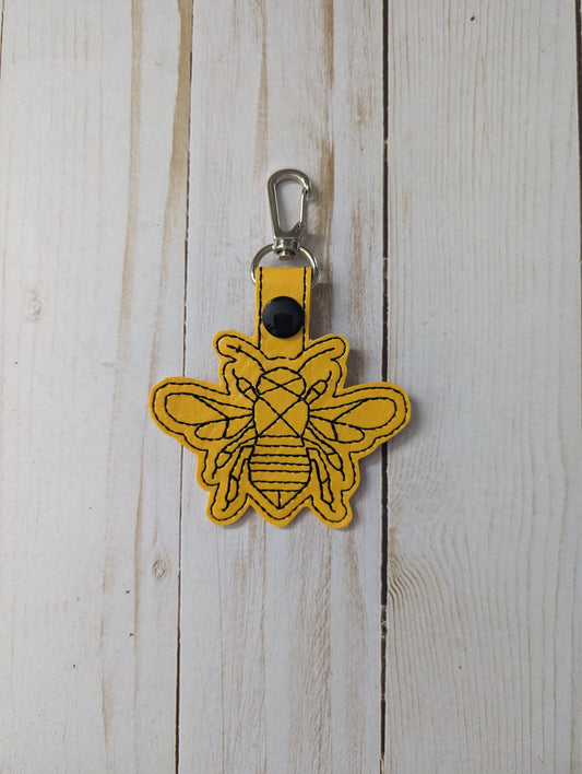 Keychain- Embroidered Keychain - Bee
