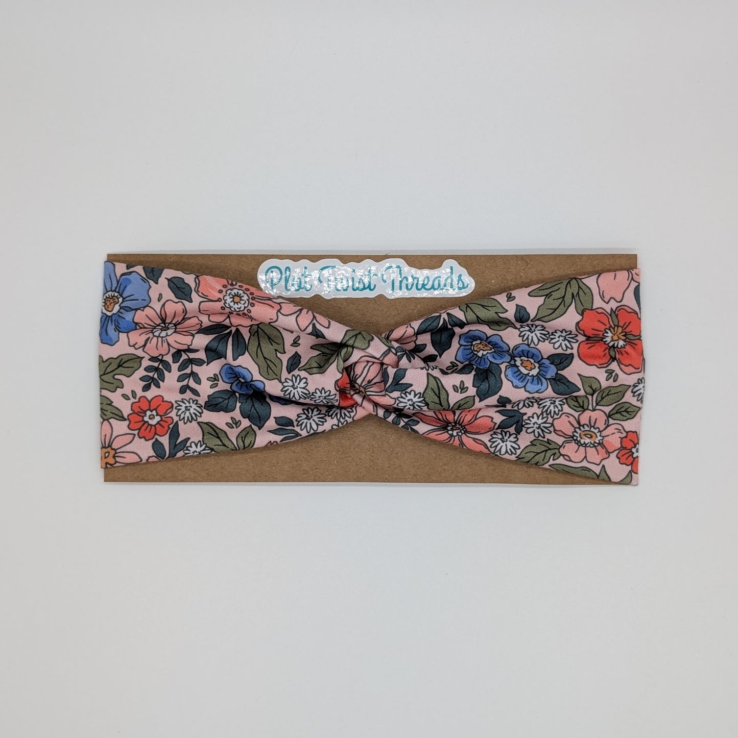 Adult Twist Headband - Pink Flowers