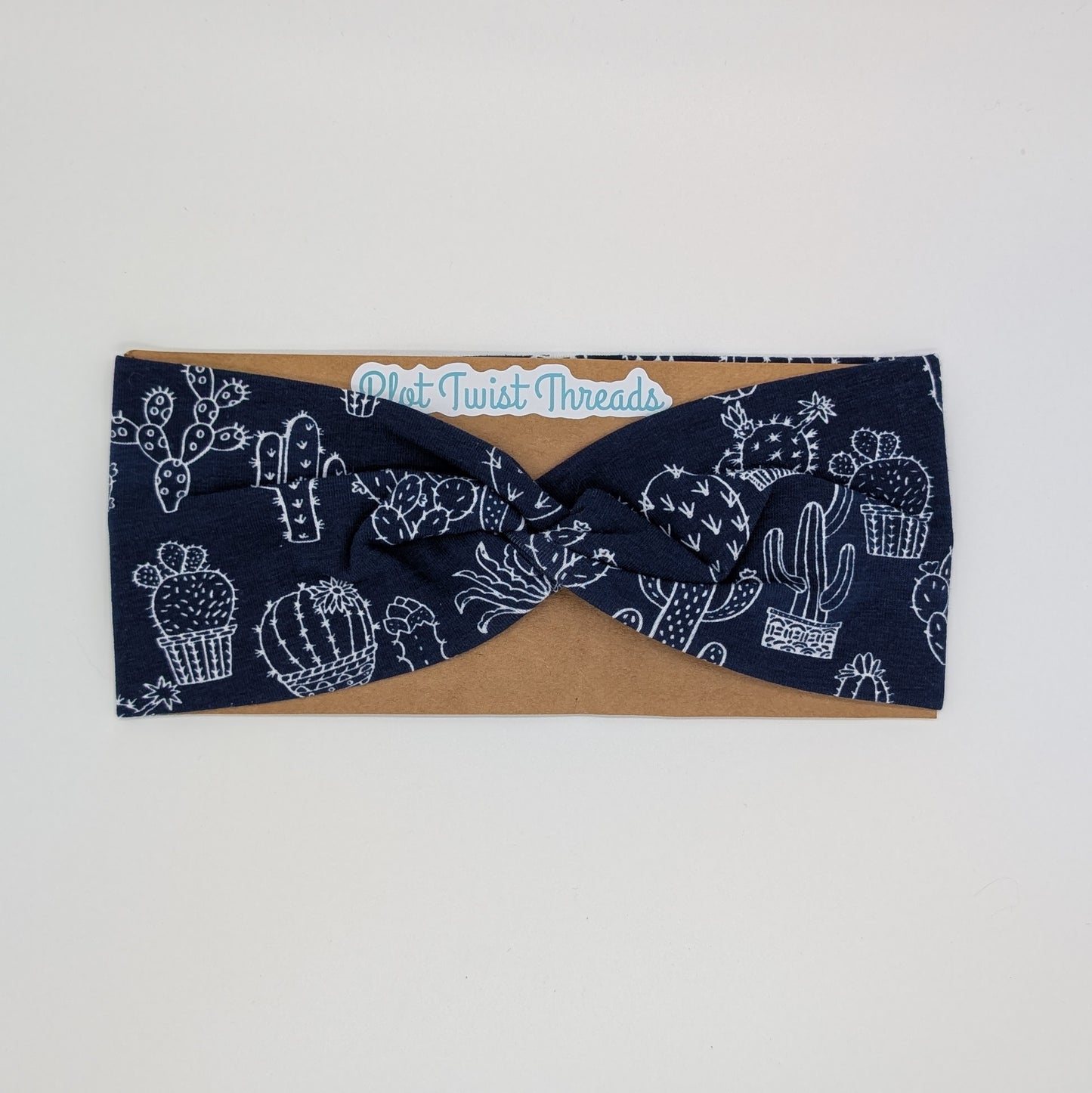 Adult Twist Headband - Cactus - Navy