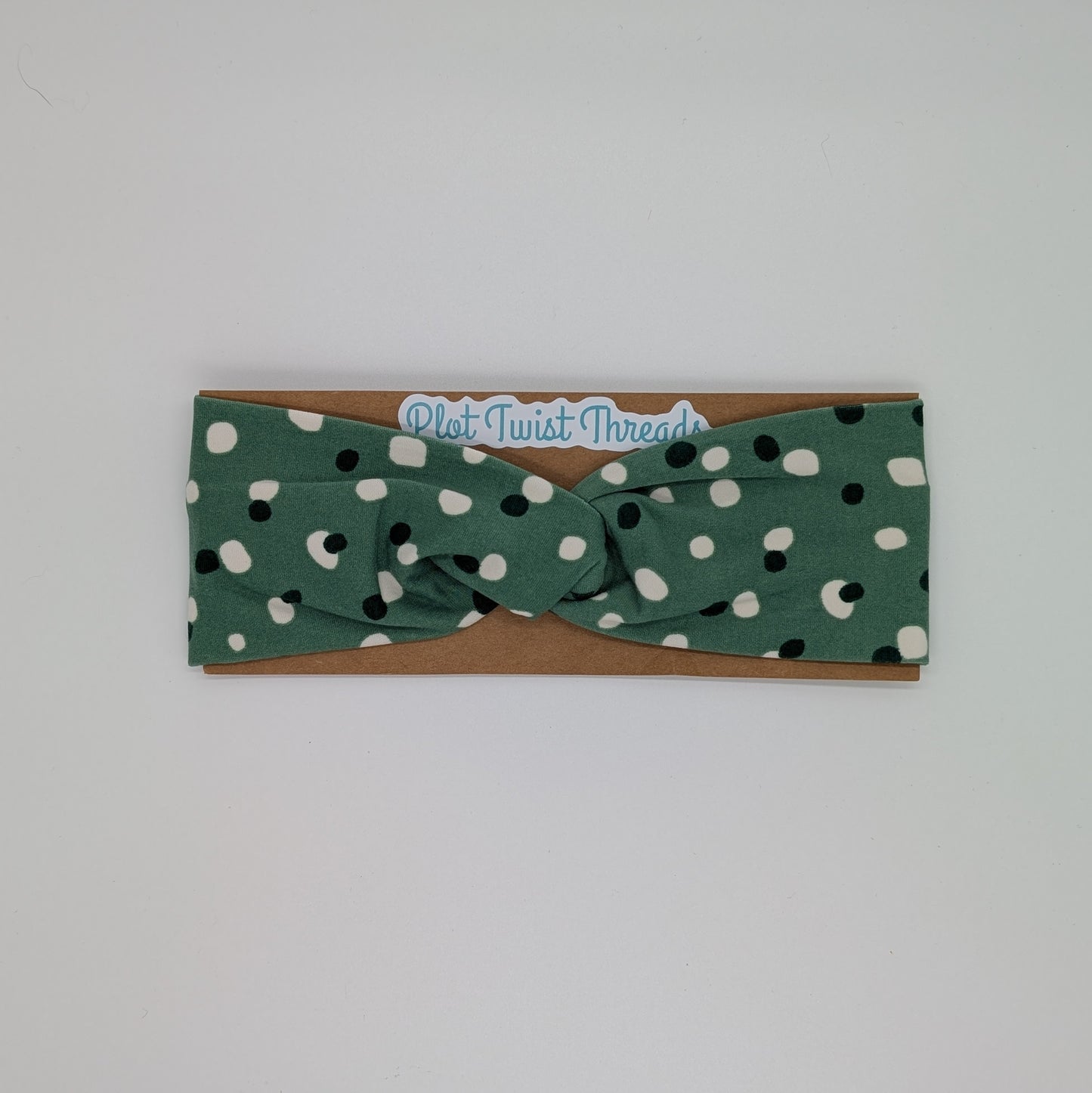 Youth Knot Headband - Green Dots