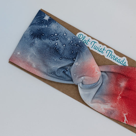 Adult Twist Headband - Red, White and Blue Galaxy