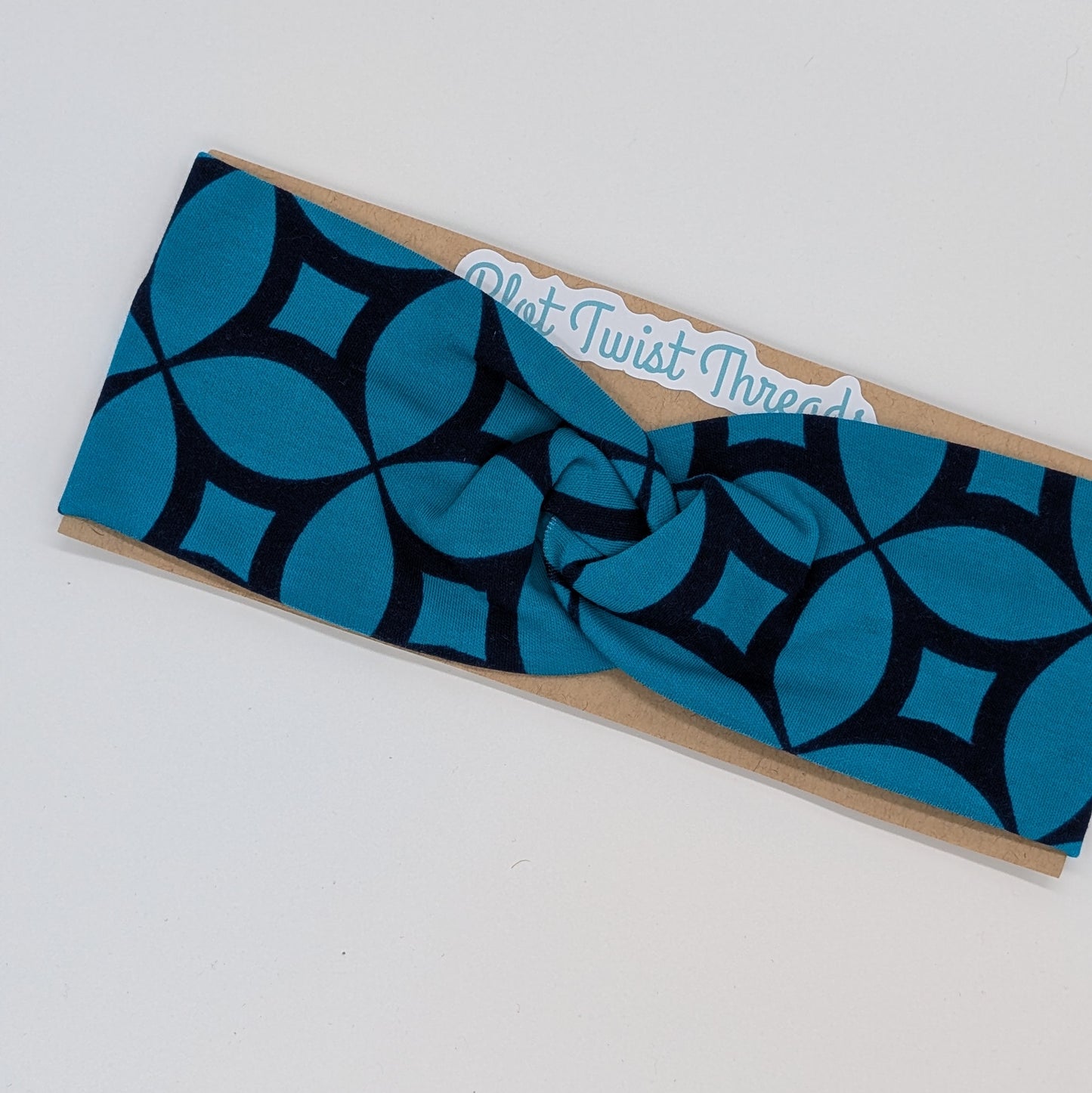 Youth Twist Headband - Blue Geometric