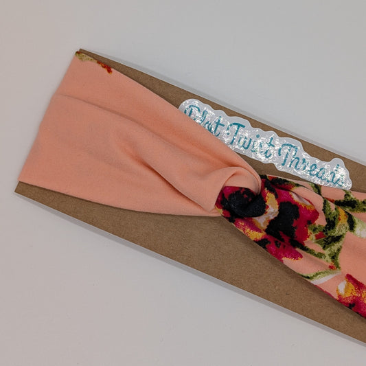 Youth Twist Headband - Pink Floral