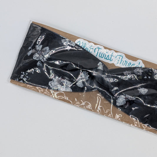 Youth Twist Headband - Dark Blue Floral