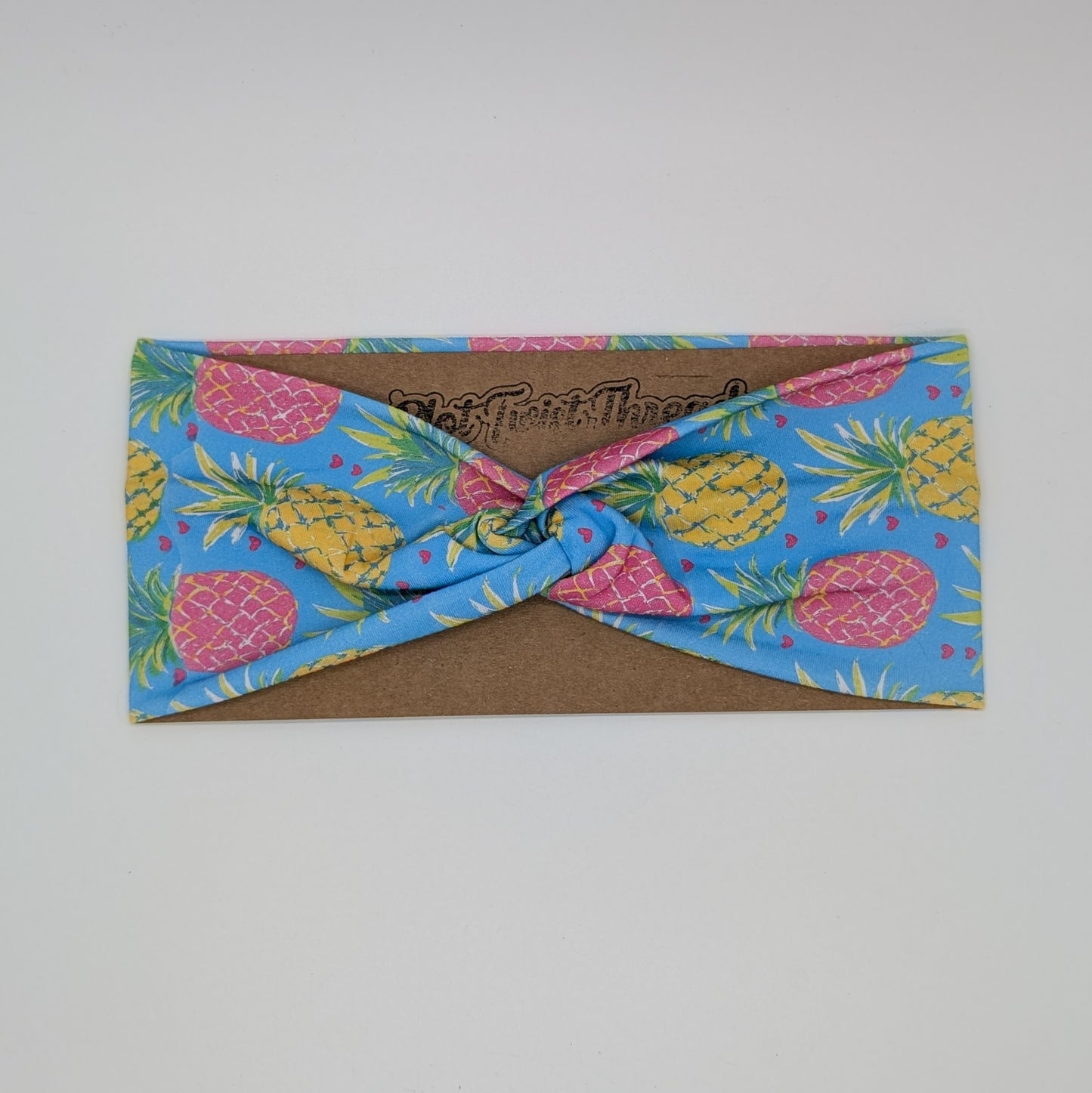 Adult Twist Headband - Pineapples on Blue
