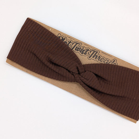 Youth Twist Headband - Rib Knit - Chocolate