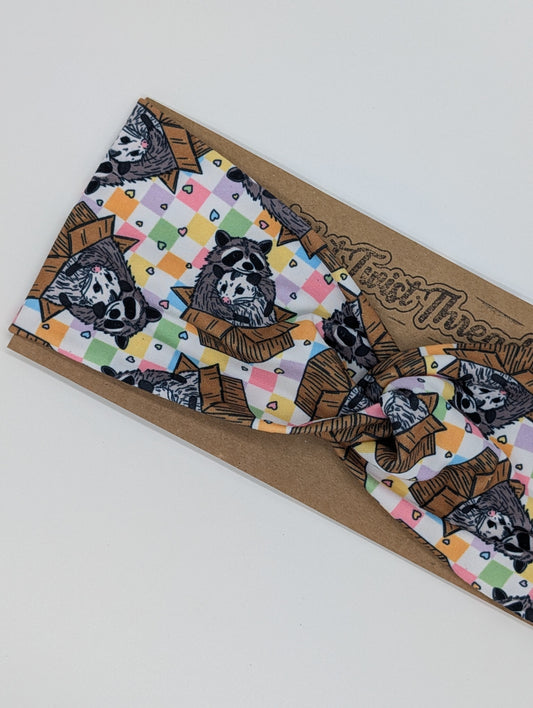 Adult Twist Headband - Raccoons and Possums in Boxes
