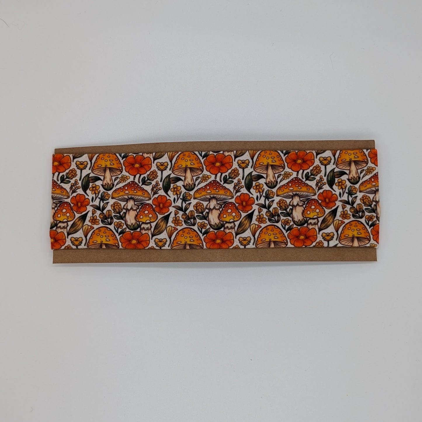 Youth Twist Headband - Orange Mushrooms