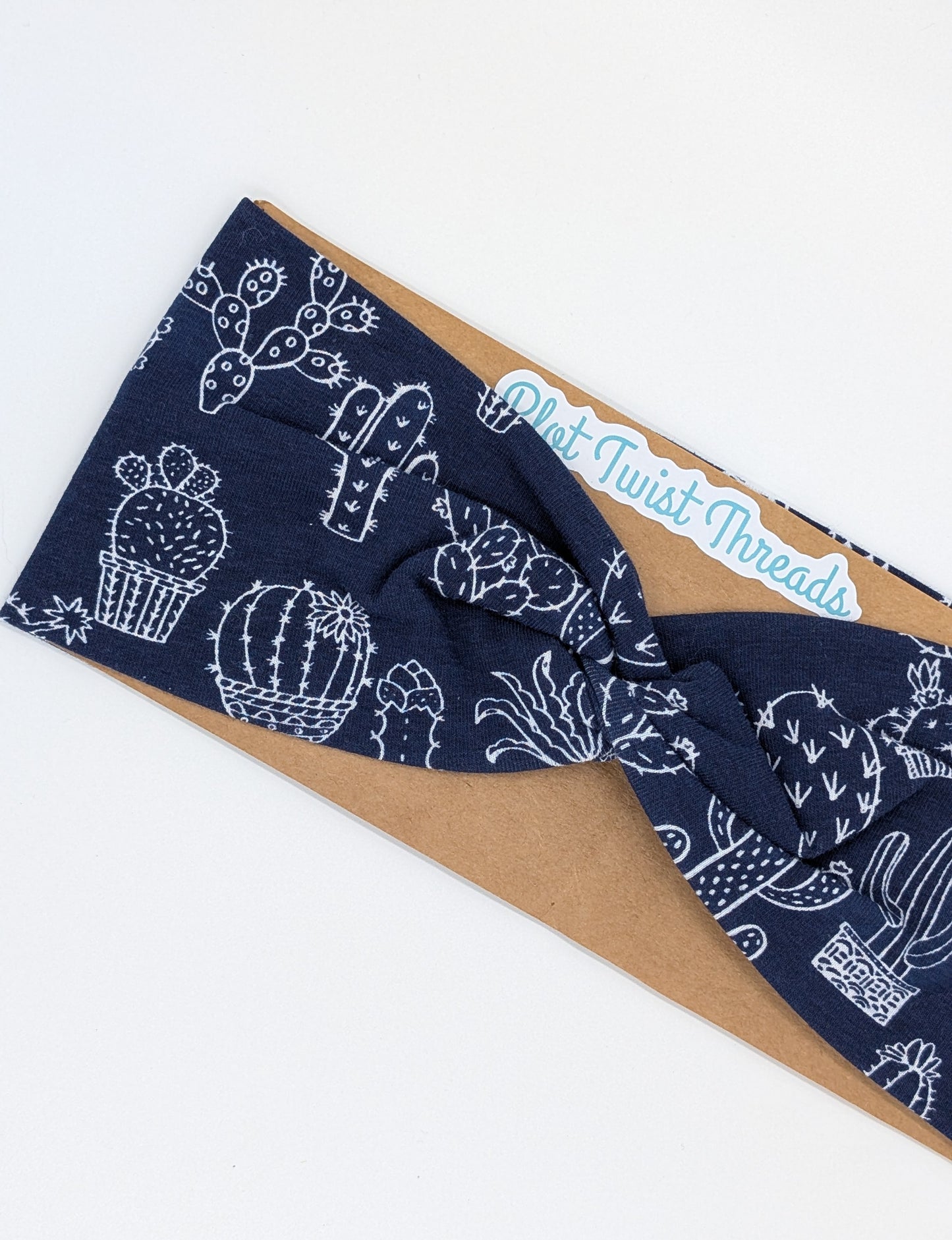 Adult Twist Headband - Cactus - Navy