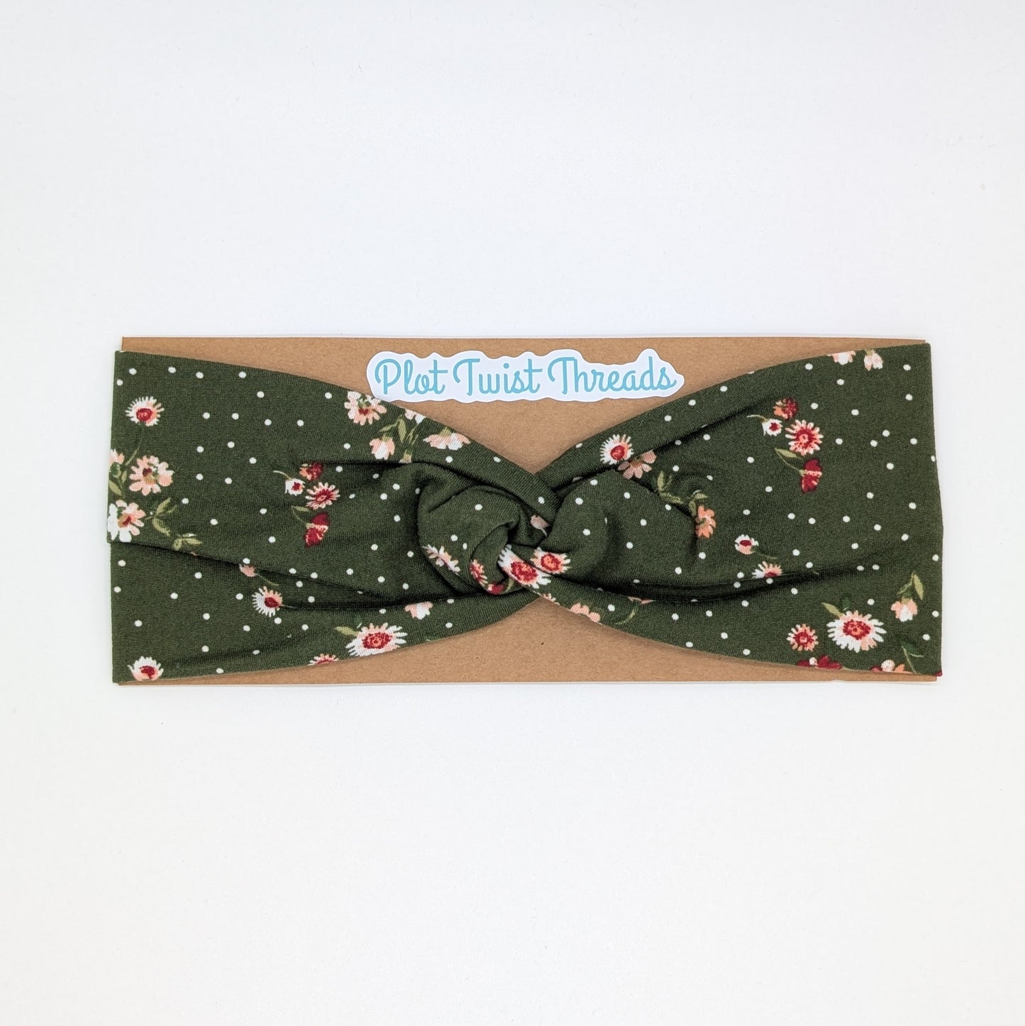 Adult Twist Headband - Olive Floral