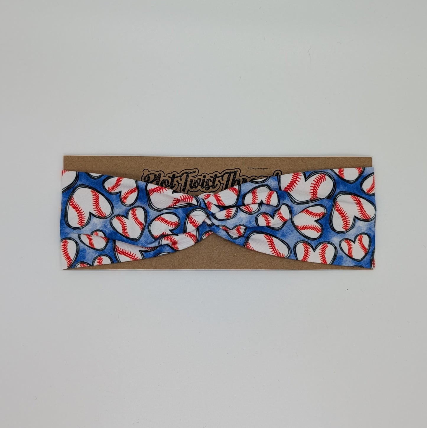 Youth Twist Headband - Baseball Hearts