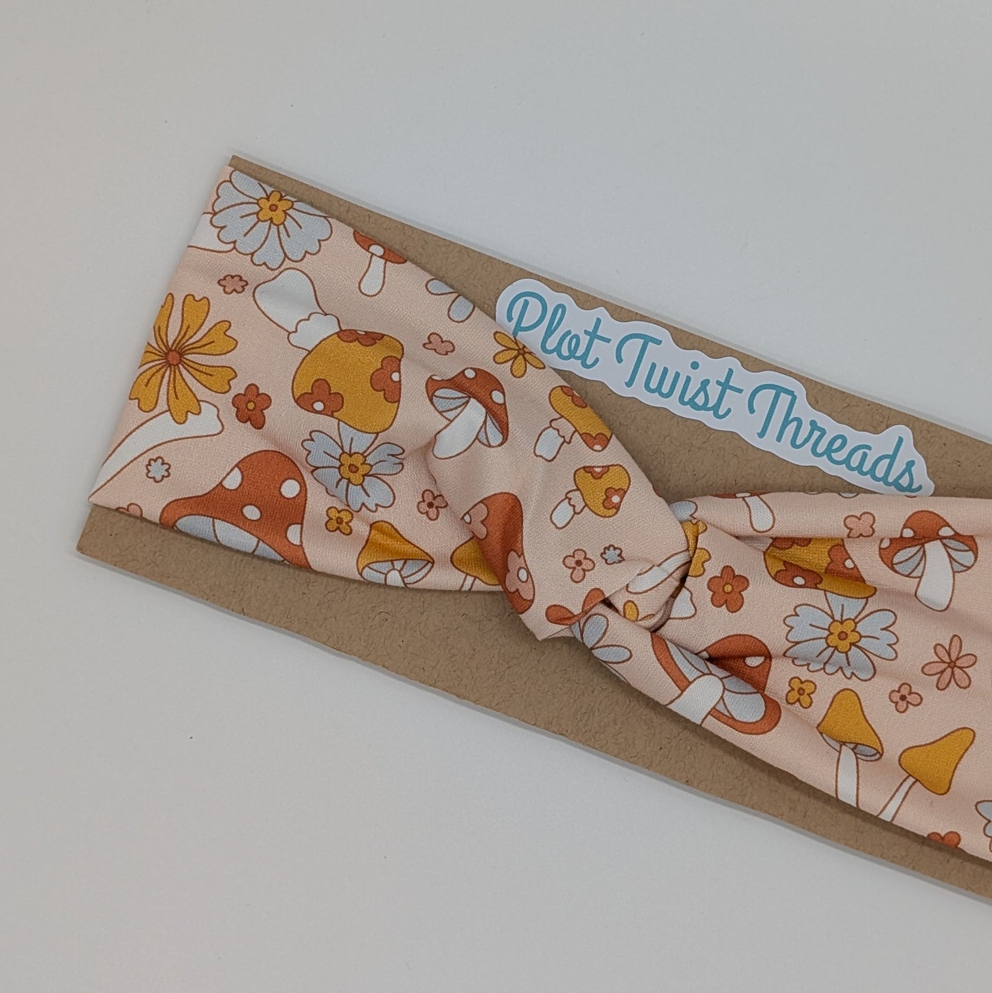 Youth Twist Headband - Pastel Mushrooms