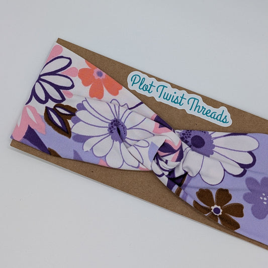 Adult Twist Headband - Purple and Pink Floral