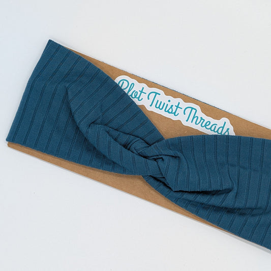 Youth Twist Headband - Rib Knit - Teal