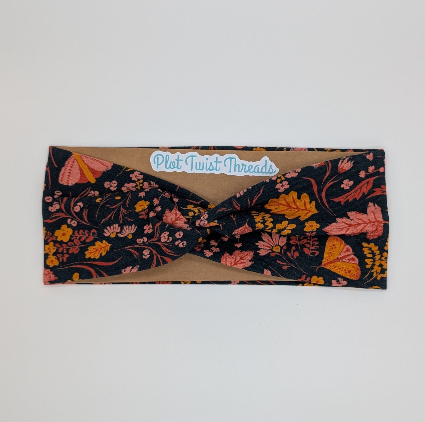 Adult Headband - Navy Rust Fall Foliage