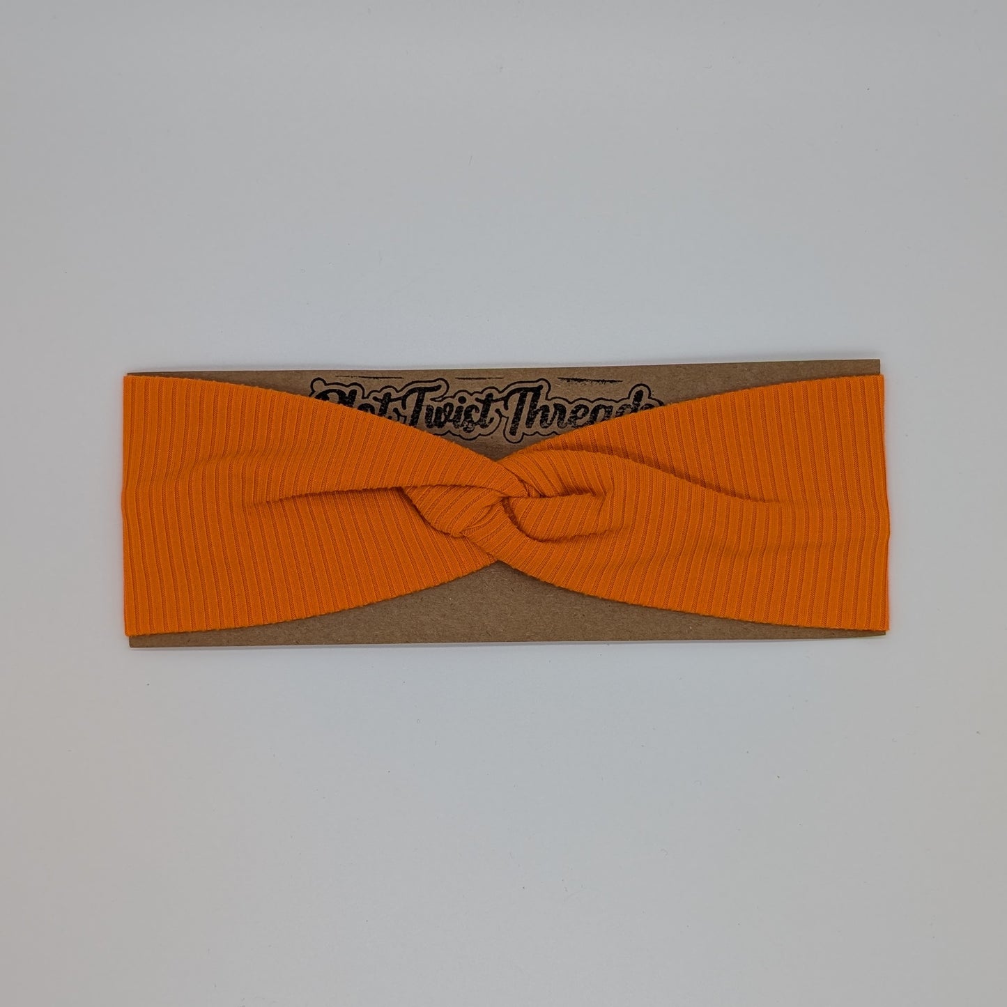 Youth Twist Headband - Orange Rib Knit