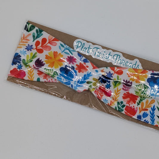 Youth Twist Headband - Rainbow Floral