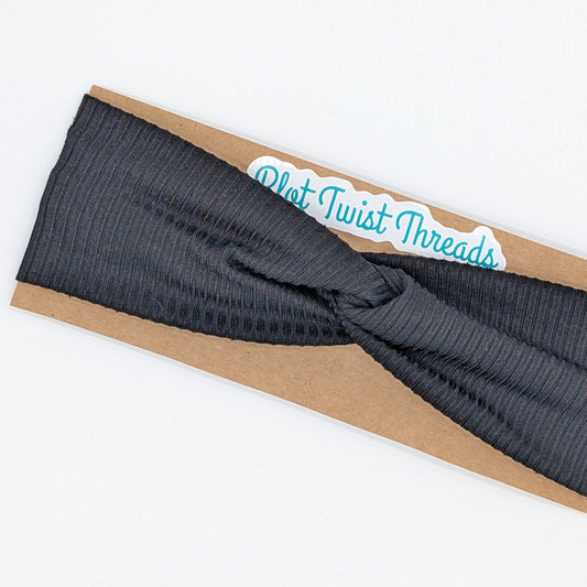 Youth Twist Headband - Rib Knit - Black