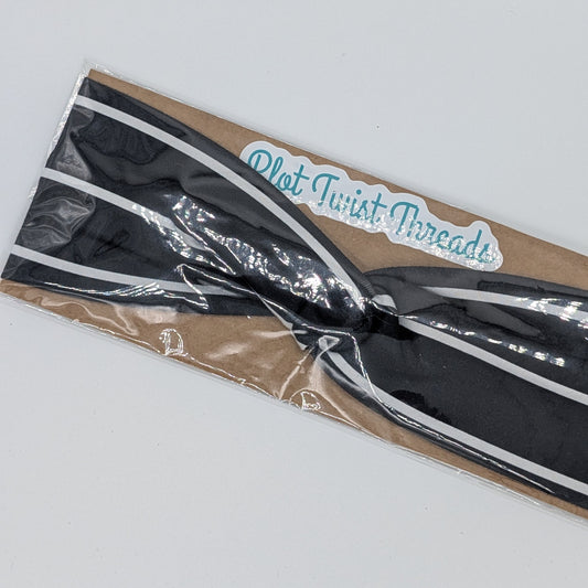 Youth Twist Headband - Black with White Stripes