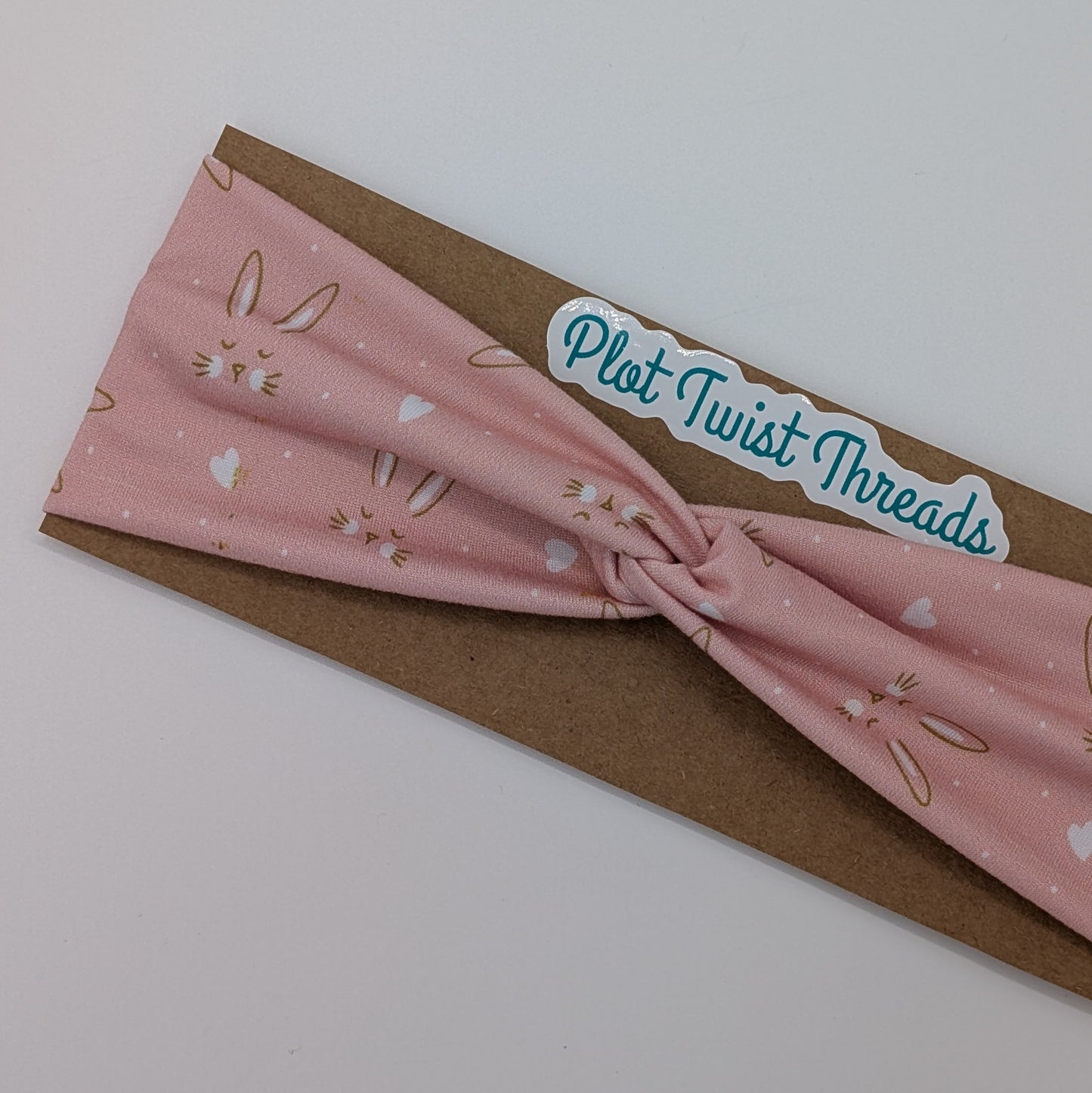 Youth Twist Headband - Pink Bunnies