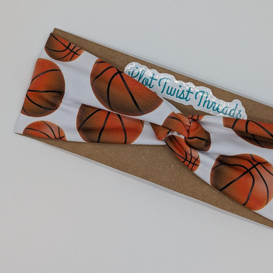 Youth Twist Headband - Basketballs
