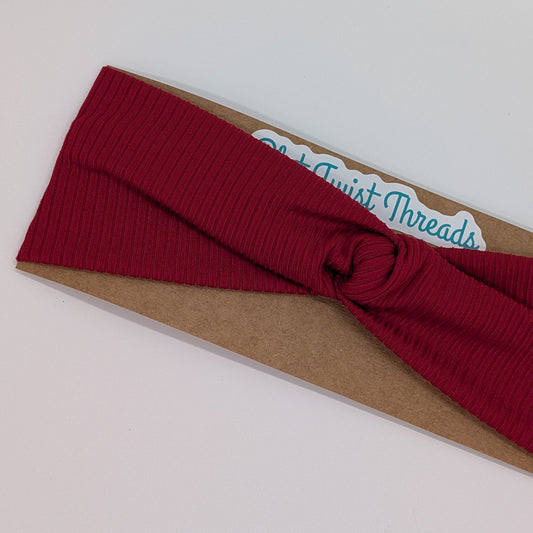 Youth Twist Headband - Rib Knit - Red