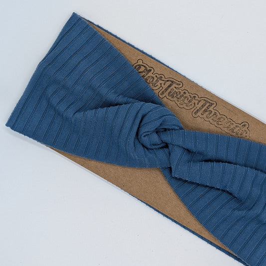 Adult Twist Headband - Rib Knit - Country Blue