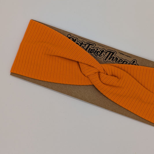 Youth Twist Headband - Orange Rib Knit