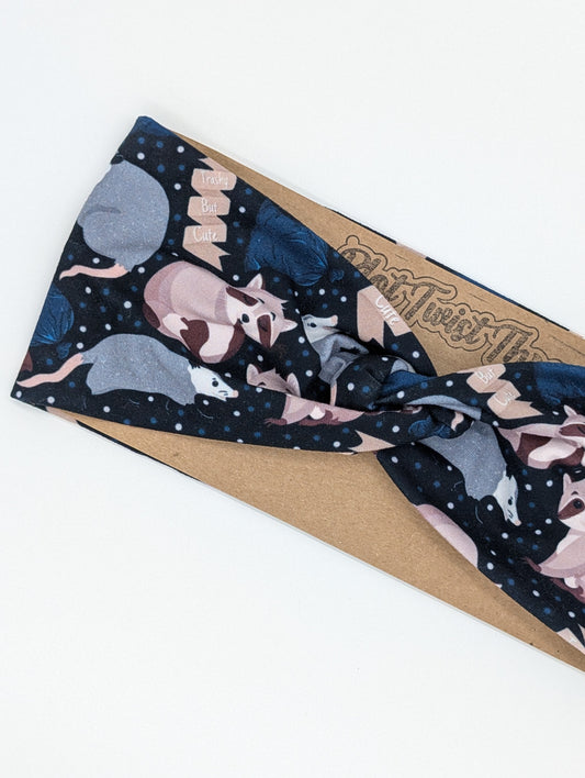 Adult Twist Headband - Raccoons and Possums Trashy Cute