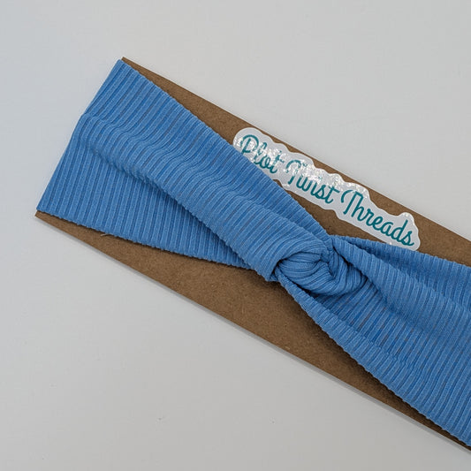 Youth Twist Headband - Rib Knit - Blue Jay
