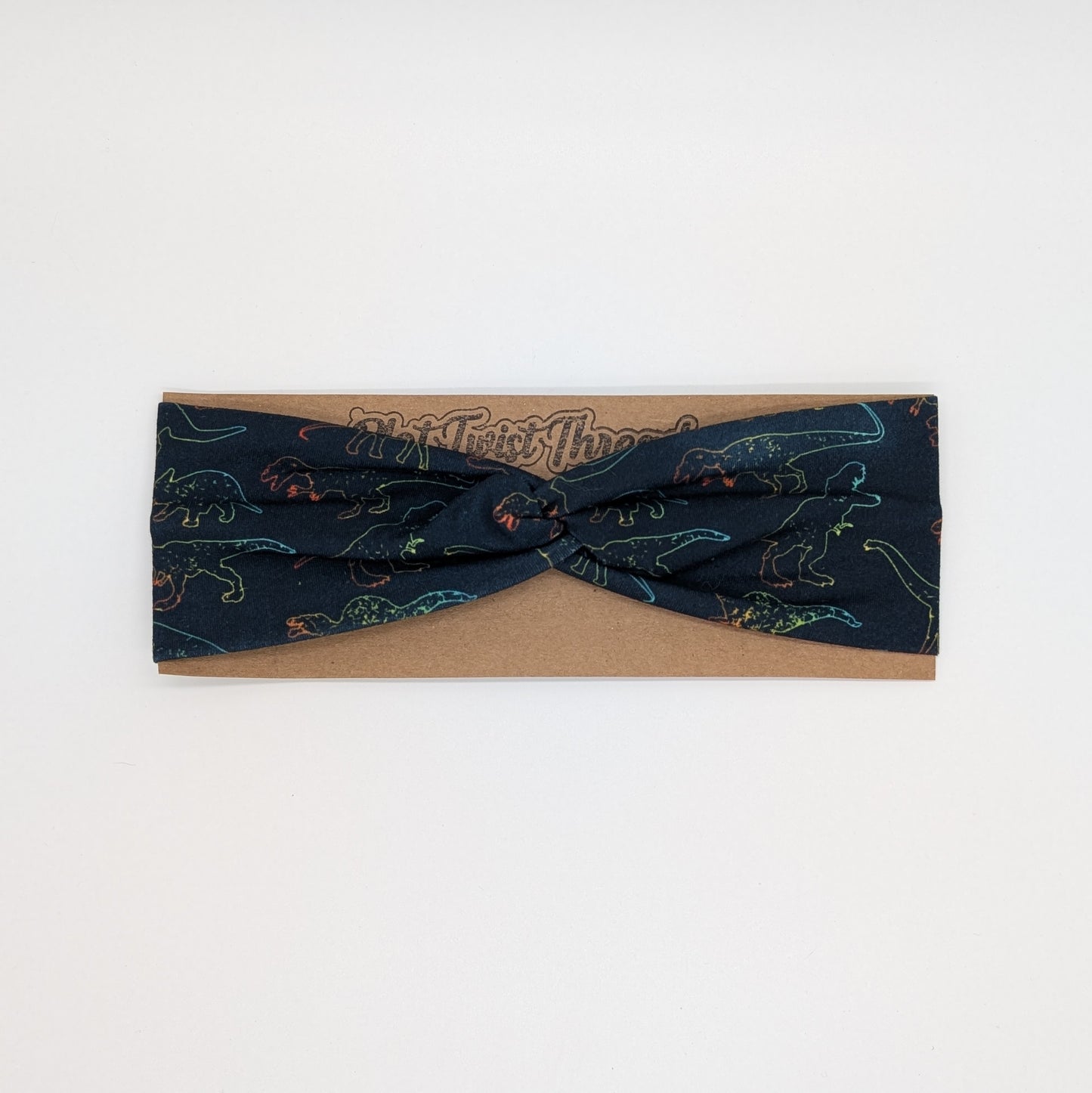 Youth Twist Headband - Dinosaurs Neon Rainbow