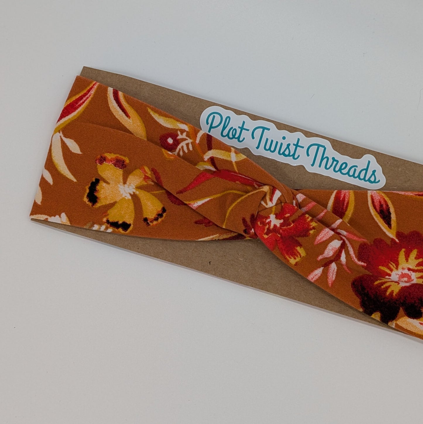 Youth Twist Headband - Rust Floral