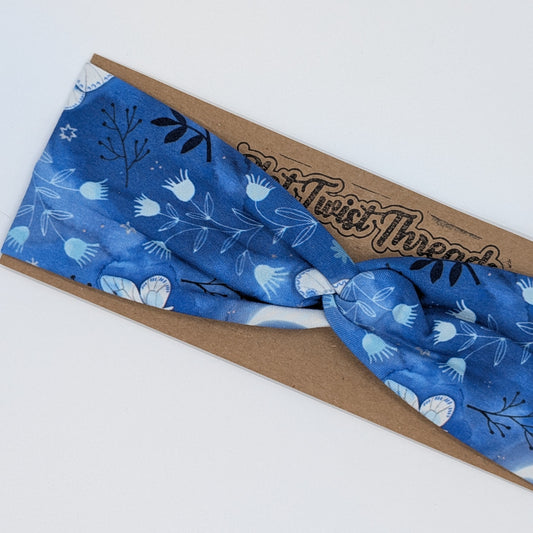 Youth Twist Headband - Blue Moths