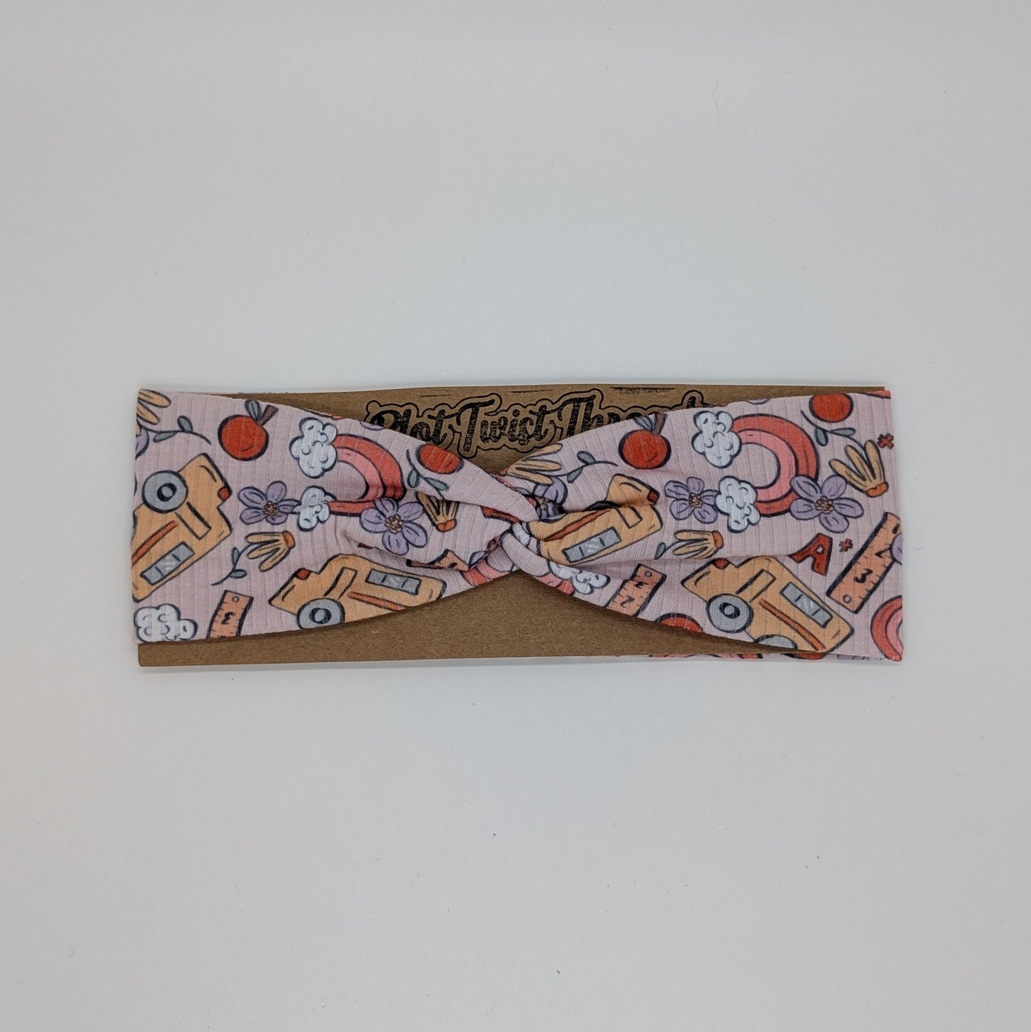 Youth Twist Headband - Rib Knit - School Buses - School