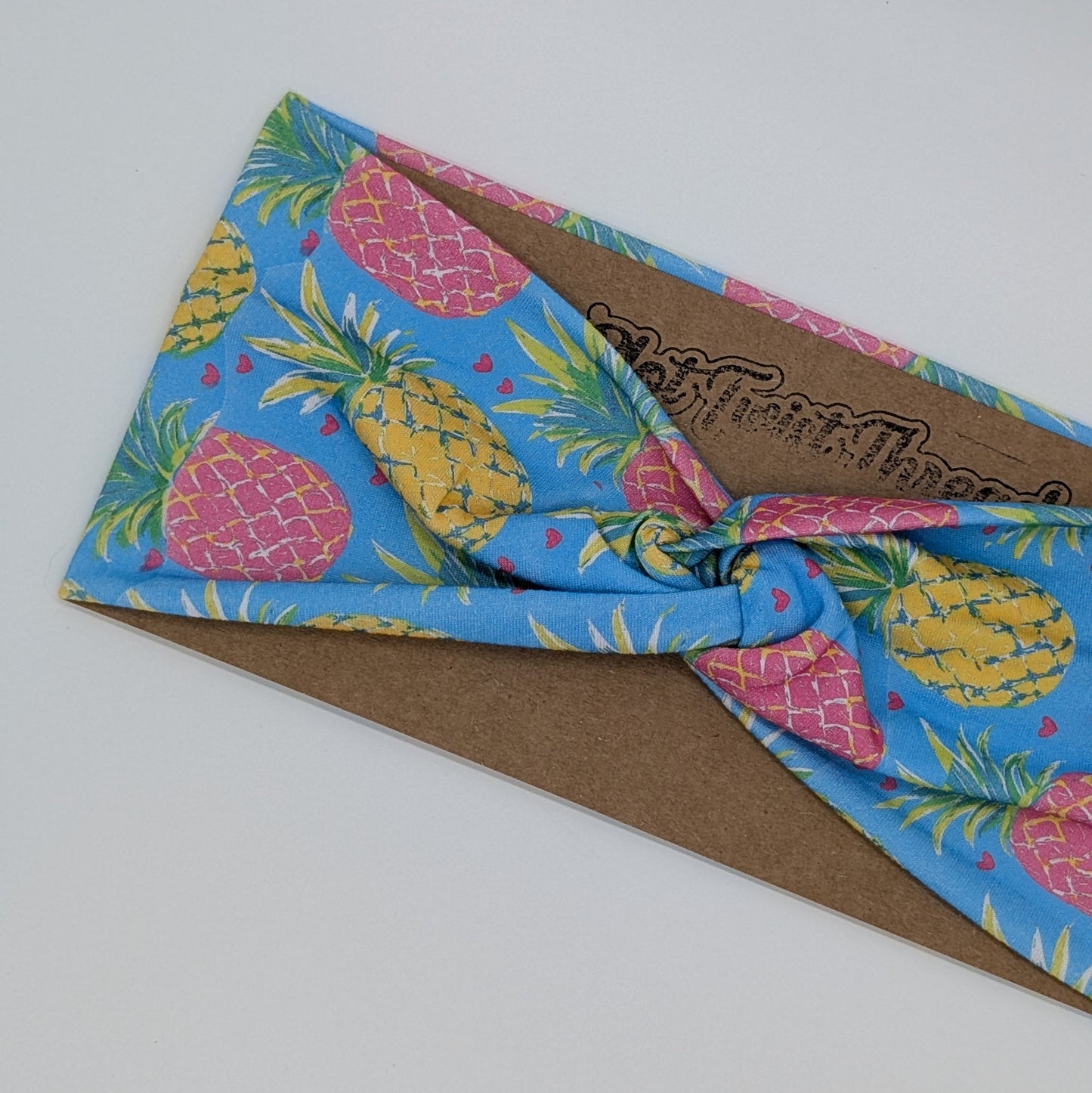 Adult Twist Headband - Pineapples on Blue