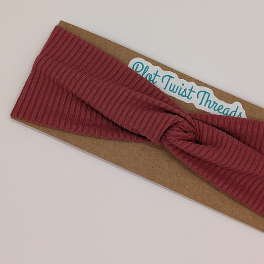 Youth Twist Headband - Rib Knit - Terracotta