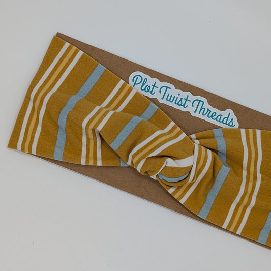 Adult Twist Headband - Mustard Stripes