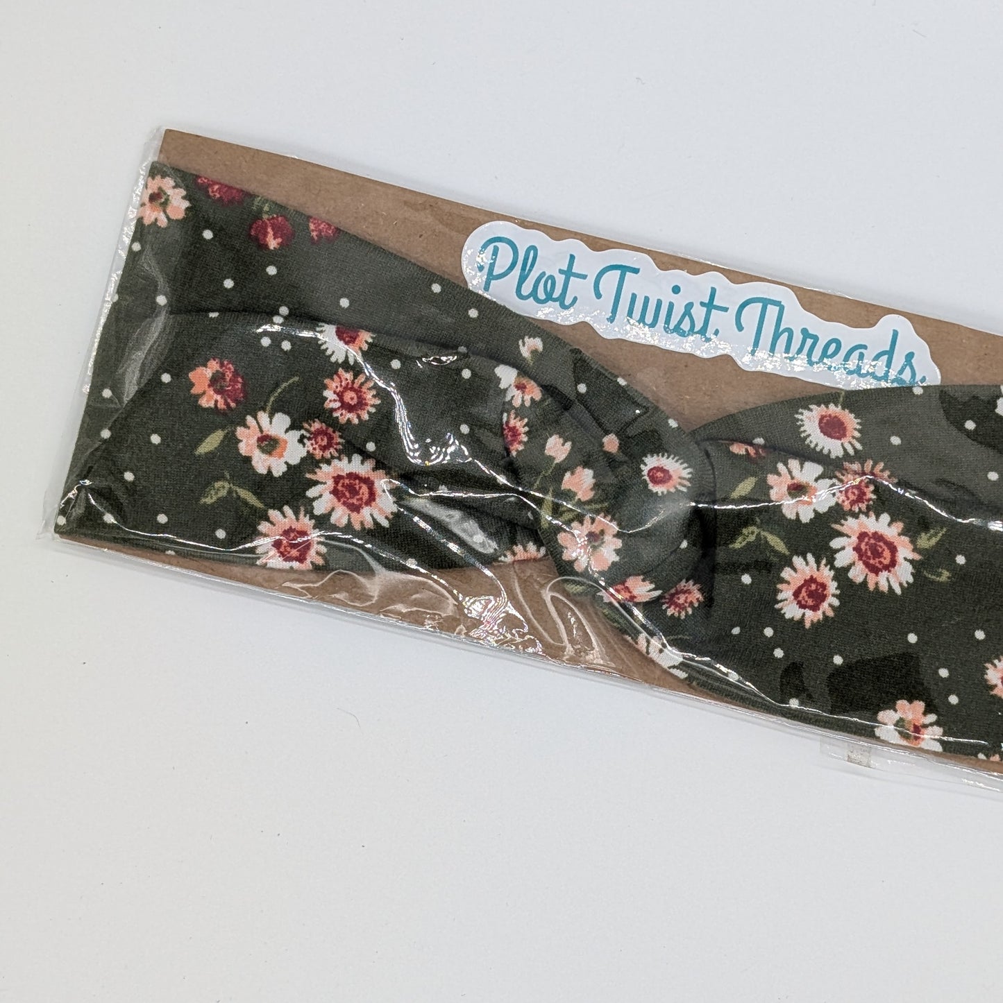 Youth Twist Headband - Olive Floral