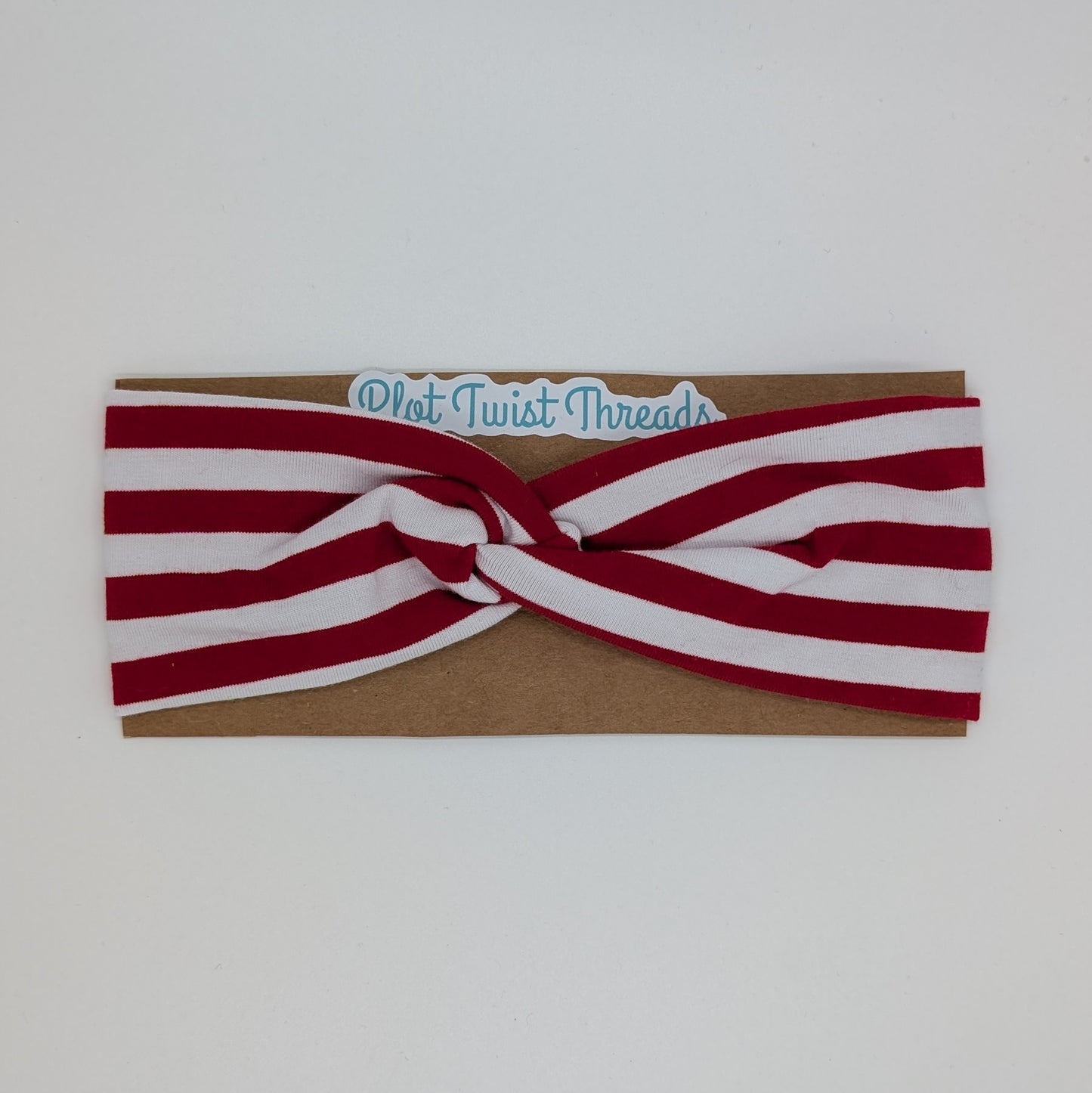 Youth Twist Headband - Red and White Stripes