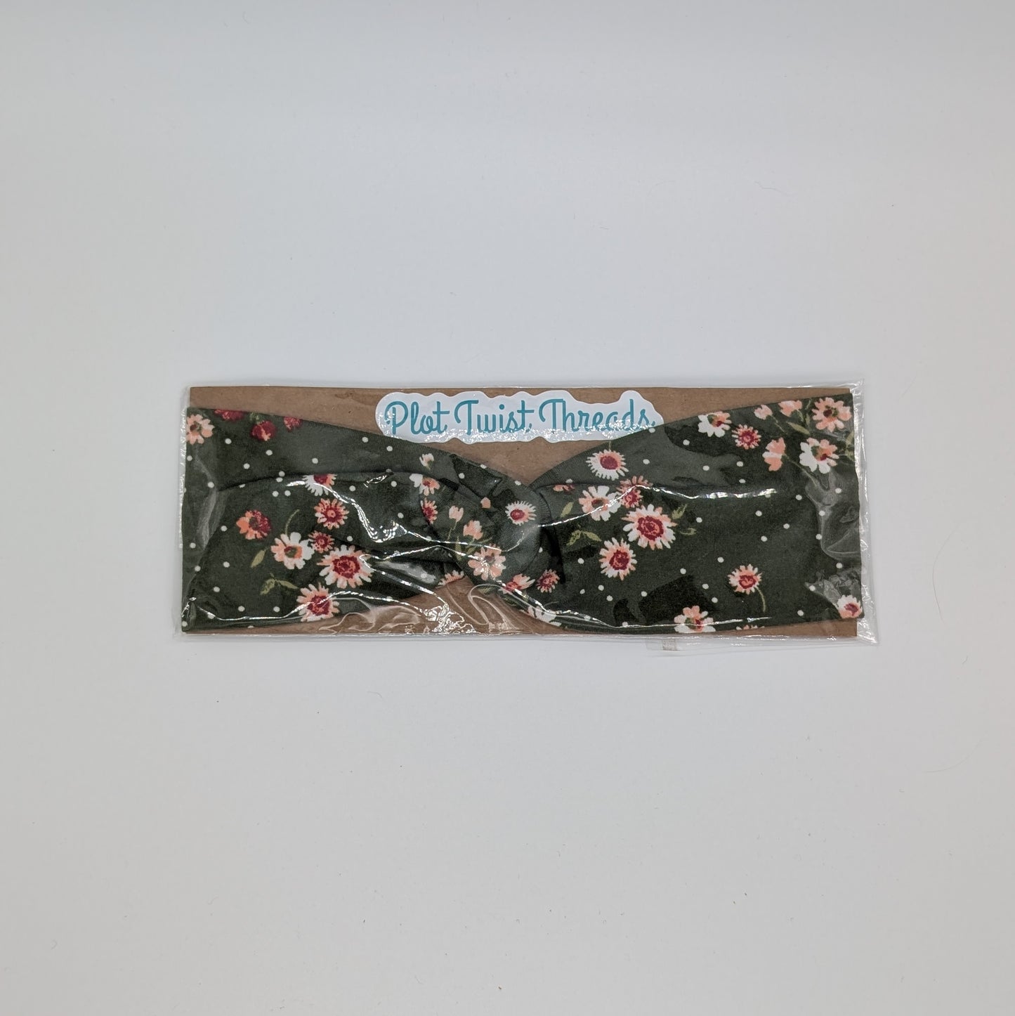 Youth Twist Headband - Olive Floral