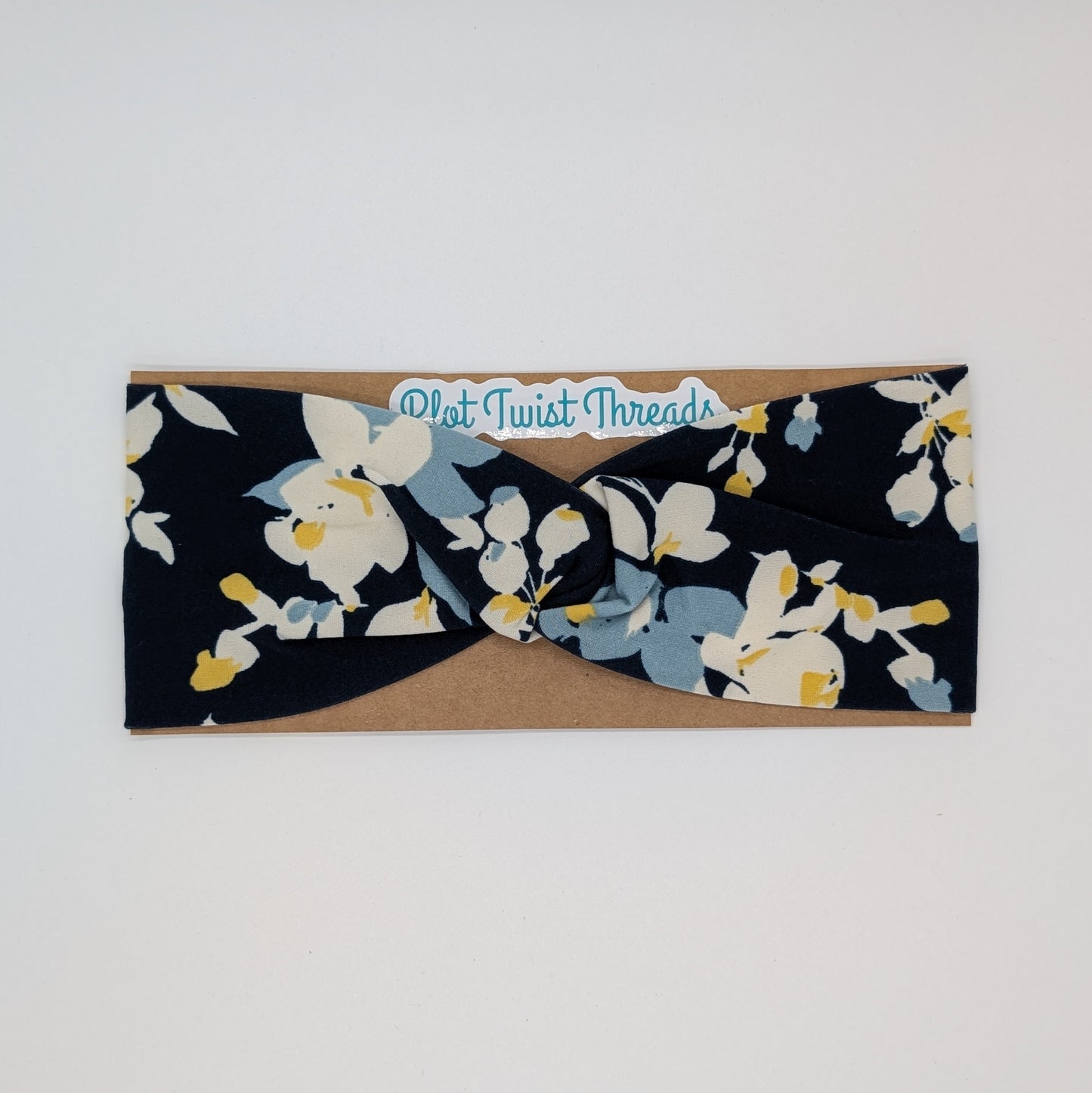 Adult Twist Headband - Blue Yellow Floral